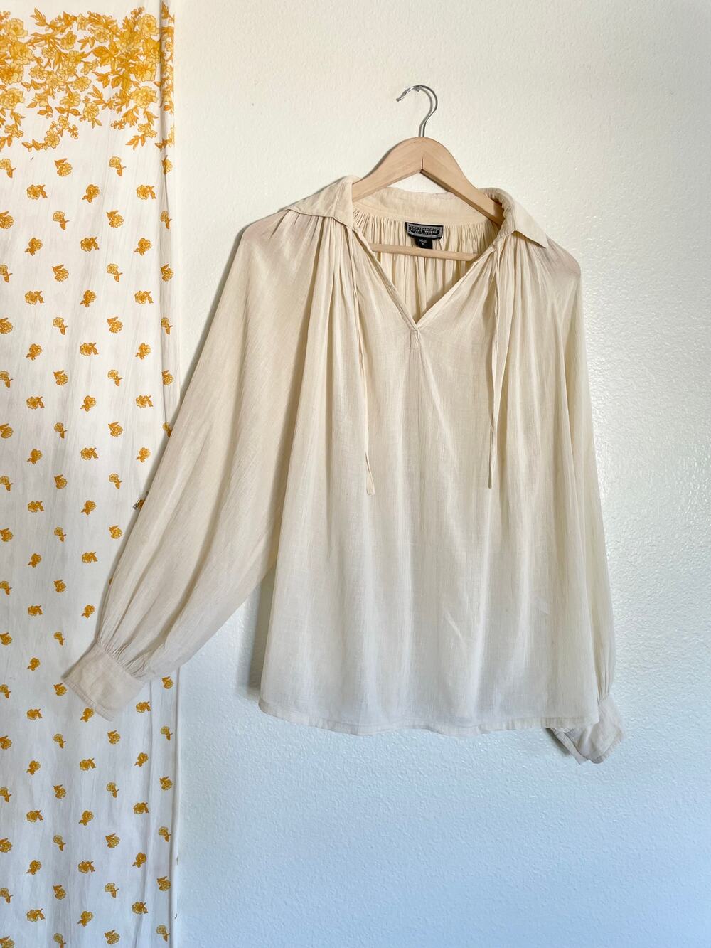 Vintage 70s San Francisco Shirt Works Ivory Gauze Peasant Blouse M